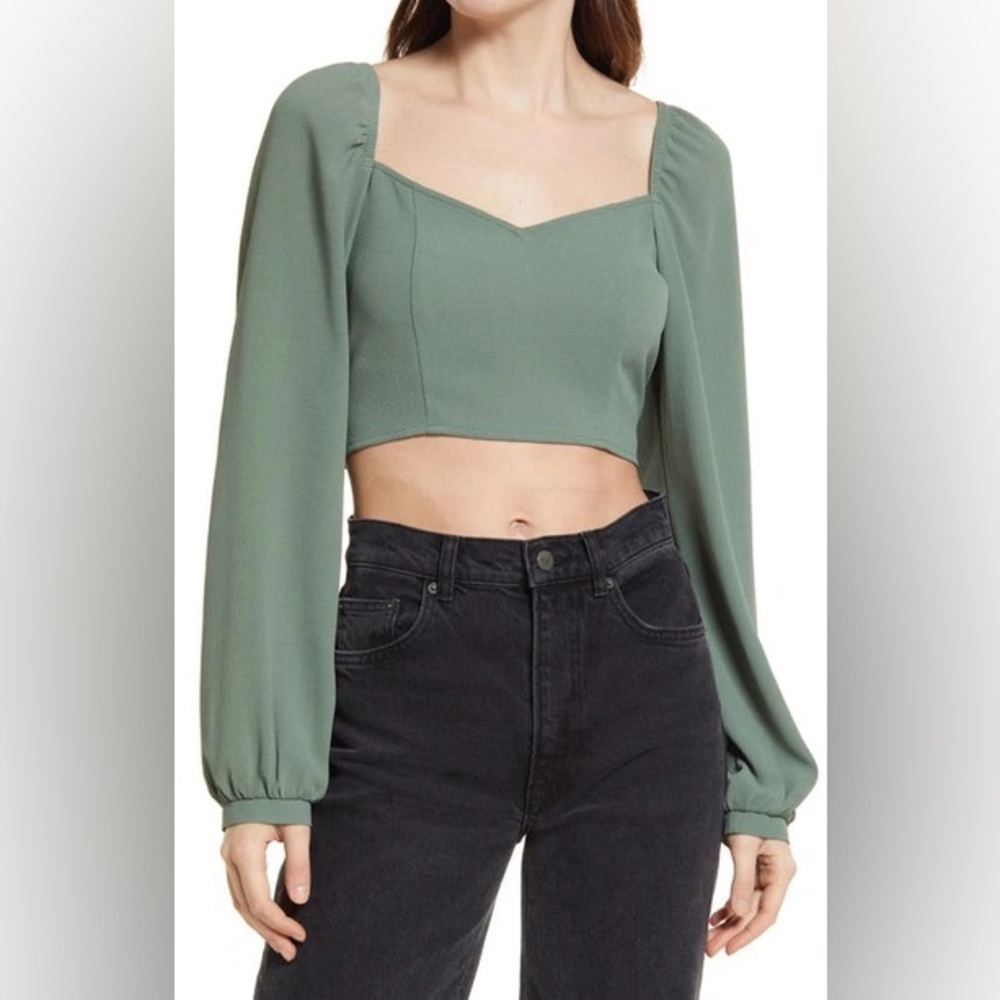 Vici Textured Light Olive Crop Top